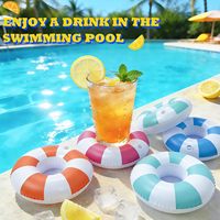 Lot de 4 flotteurs gonflables vintage à rayures pour boissons, porte-boissons de piscine, accessoires de camping en PVC plastique