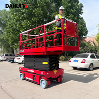 Plateforme élévatrice à ciseaux électrique pliable personnalisable, autopropulsée, roues pleines, hauteur de travail 14 m, construction en acier, panneau de commande
