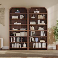 Étagère en bois haute et cintrée avec présentoir et plateforme, multi-usages, pour rangement et plantes