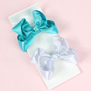 Grands nœuds en satin <span class=keywords><strong>tendance</strong></span>, barrettes à <span class=keywords><strong>cheveux</strong></span> de couleur unie pour filles, accessoires mignons pour enfants de 3 à 12 ans, lot en gros - Product Image 3