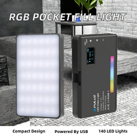 OEM PULUZ Mini Lampe de Remplissage Photo Portable 140 LED RGB Pleine Couleur Réglable 2500K-9000K Alimentée par USB