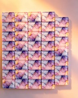 Fichas de Mahjong Americanas de Acrílico de Alta Gama con Efecto Mármol, Detalles en Lámina Dorada, Diseño Floral, Lado con Degradado Naranja