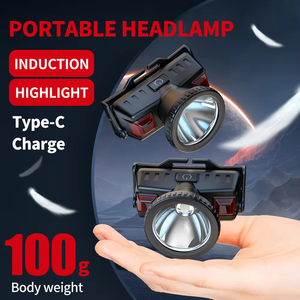 2 * Red + Trắng Led Đèn Pha 500lumen 1200mAh có thể sạc lại đèn pha Type-C Zoomable cảm biến đầu câu cá cắm trại đầu đèn - Product Image 4