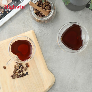 HIGHWIN Tazza da <span class=keywords><strong>Caffè</strong></span> a Forma di <span class=keywords><strong>Cuore</strong></span> in Vetro Borosilicato a Doppia Parete Termoisolante 180ml 240ml - Product Image 2