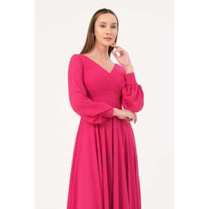 Elegante vestido de noche de gasa con cuello en V, cintura imperio, línea A, manga larga, capa transparente, vestido de fiesta formal, negro - Product Image 2