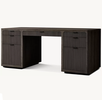 Bureau ergonomique en bois massif Cambria avec tiroir, bureau d'écriture en chêne américain pour la maison ou l'utilisation informatique