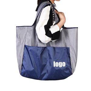 Bolsa de Compras Plegable Portátil de Tela Oxford Ecológica Extra Grande con Logotipo Personalizado para Supermercado - Product Image 1
