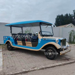 Auto Clásico Eléctrico Vintage de 4 Ruedas con Techo Abierto, Interior de Lujo Azul Beige, Diseño Retro para Transporte VIP - Product Image 4