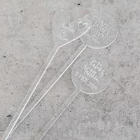 Miroir personnalisé/acrylique transparent avec texte gravé découpé au laser Agitateurs de boissons de fête Minimalist Bar Café Boisson Mariage Swizzle Sticks