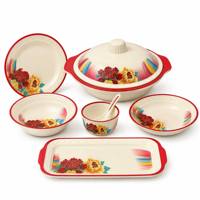 Service de table en mélamine de style chinois et vaisselle à motifs floraux rouges, assiettes et bols à motifs brodés traditionnels pour le Nouvel An, respectueux de l'environnement