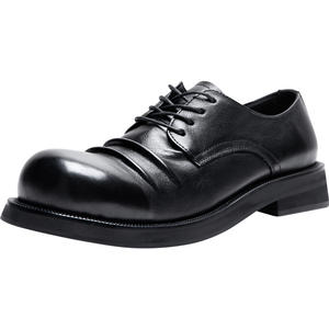 Chaussures Oxford élégantes de style italien pour hommes pour le bureau d'affaires formelles en cuir véritable à lacets fabriquées à la main à semelles épaisses - Product Image 3