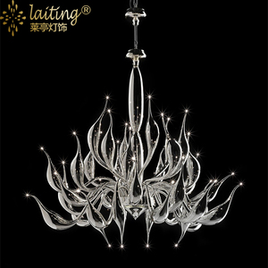 Réplica de iluminación de diseño moderno, candelabro de cristal plano de <span class=keywords><strong>cisne</strong></span> rojo - Product Image 5