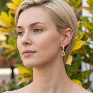 Boucles d'oreilles pendantes en citrine naturelle, coupe poire, en argent sterling 925, bijoux artisanaux en pierres précieuses, fournisseur en gros - Product Image 5