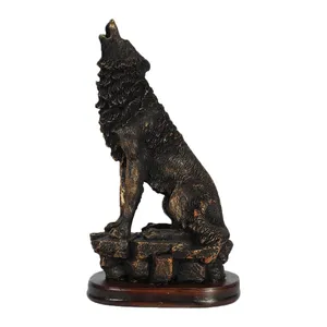 Nordic Style Home Decoration Harz Wolf Statue Skulptur 10.3''