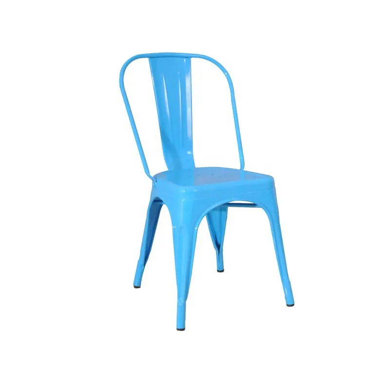 Campione gratuito struttura del pasto ristorazione moderna ristorante all'ingrosso all'aperto maglia blu Navy sedia in metallo con schienale incrociato gambe in metallo