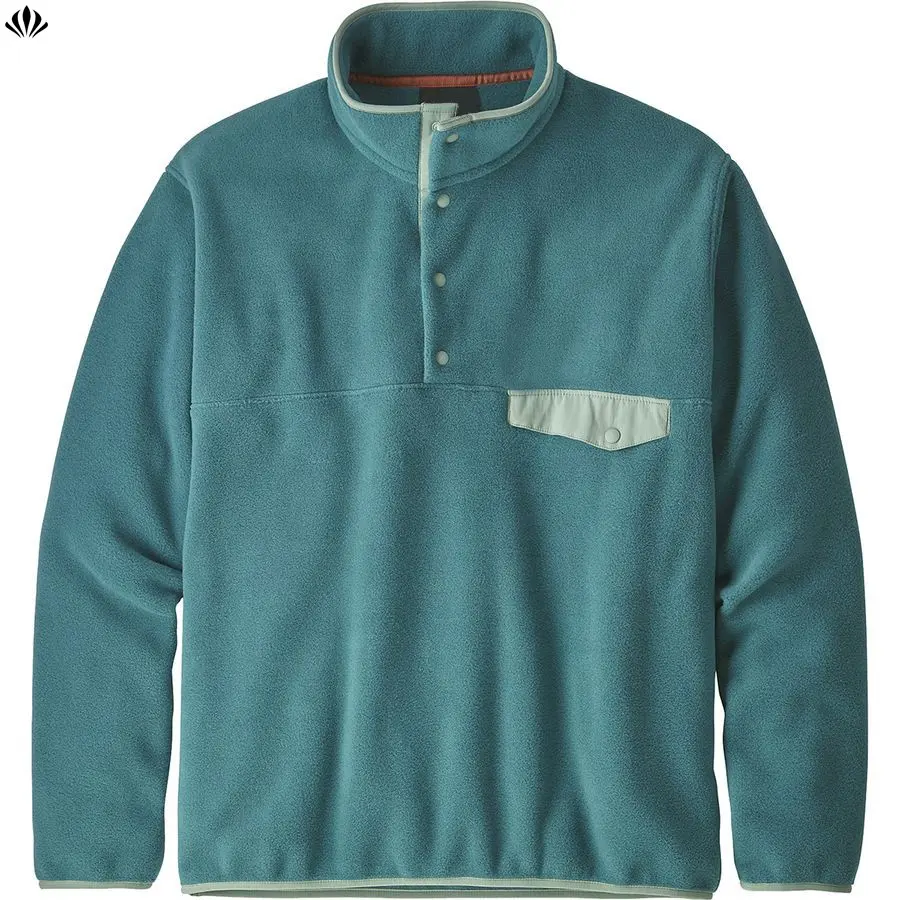 Custom Hoge Kwaliteit Color Block Drukknoop Heren Pullover Polyester Fleece Jack Met Borstzak