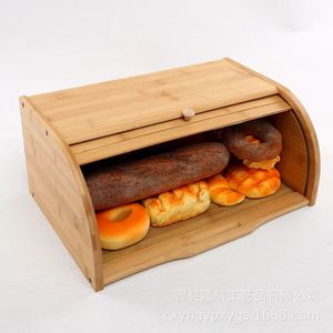 Bread Box Wooden <b>Storage</b> <b>Container</b> <b>For</b> <b>Kitchen</b> Bread And Pastry With Pull Out Lid Solid Color Design - Product Image 1