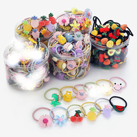30 stuks/doos Groothandel Kawaii Cartoon Plastic Fruit Haar Elastiekjes Kinderen Baby Elastische Haarband voor Meisjes Accessoires