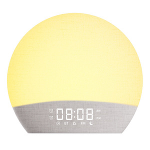 <b>LED</b> Night Light Alarm <b>Clock</b> Round Touch Control Sunrise Sunset Simulation Bedside <b>Clock</b> With Bluetooth And Sleep Mode - Product Image 5