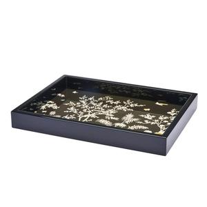 Custom Chinoiserie Lacquer Tray High Gloss Drink Tea Lovely Tray Wooden Display Tray for Bathroom Bedroom Kitchen