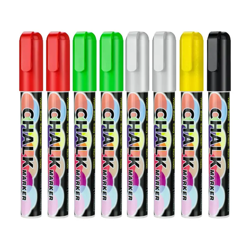 Colorful Erasable Liquid Chalk Marker Set Dry Erase Glass Board Neon Marker Pens with logo