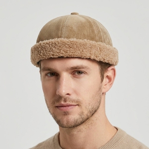 Sombrero <span class=keywords><strong>de</strong></span> Pana Vintage <span class=keywords><strong>de</strong></span> Color Liso con Imitación <span class=keywords><strong>de</strong></span> <span class=keywords><strong>Lana</strong></span> <span class=keywords><strong>de</strong></span> Cordero, Estilo Landlord sin Visera - Product Image 3