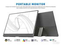 Moniteur portable IPS 15,6 pouces 1080P 60Hz avec haut-parleur intégré, support pliable, deuxième écran externe pour le bureau et les jeux