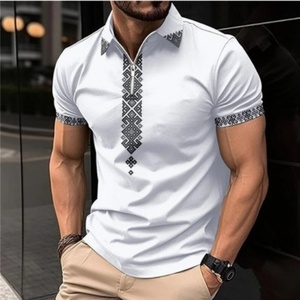 Polo de golf pour homme, coupe ajustée, séchage rapide, manches courtes, performance, évacuation de l'humidité, fermeture éclair - Product Image 3