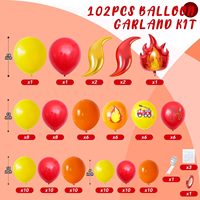 Kit d'arche de ballons sur le thème des pompiers, orange, rouge, jaune, en latex, camion de pompiers, flamme, feuille métallisée, pour garçons et filles, décoration de fête d'anniversaire de pompier