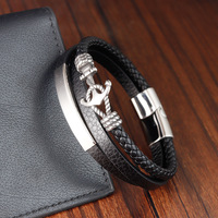 Joyería de Moda Europea y Americana al por Mayor, Nueva Pulsera de Cuero Multicapa, Estilo Hip-hop Punk, Ancla de Barco, Acero de Titanio L2