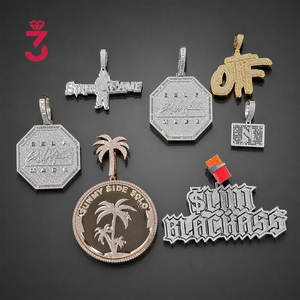 <strong>Custom</strong> Moissanite <strong>Pendant</strong> Name Pass Tester Moissanite Gra Certificate 925 Silver Fully Vvs <strong>Iced</strong> Out Hip Hop Moissanite <strong>Pendant</strong> - Product Image 5