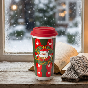 580ml Christmas American Style Ceramic Travel <b>Mug</b> with Silicone Lid-Reusable Food Safe Party Gift with Color <b>Box</b> Packaging - Product Image 3