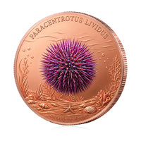 Pièce de monnaie en cuivre rouge sur mesure sur le thème de la faune marine, 1 once, en capsule, vente en gros