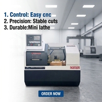 Tour CNC miniature CK0640 300 mm avec alimentation par barre, haute précision, fabriqué à Taïwan, avec porte-outils de type gang