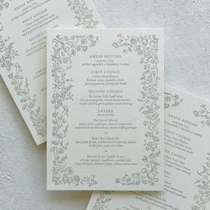 Carte de détails RSVP personnalisée en papier coton, impression Pantone rose poudré, élégance vintage, gaufrage à la presse typographique - Product Image 2