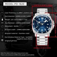 Montre mécanique pour homme de la marque haut de gamme PAGANI 1820 DESIGN, nouvelle collection, bracelet en acier saphir, 100 m de résistance à l'eau, mouvement TMI NH39.