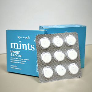 Compresse Energetiche OEM con Caffeina (54 Pezzi) - Senza Zucchero con L-teanina + Caffeina + Vitamina <span class=keywords><strong>B12</strong></span> e B6 Gusto Menta Piperita - Product Image 2