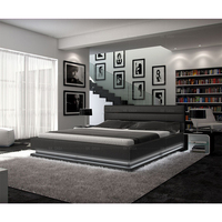 Prix compétitif Lits doubles King Size modernes et confortables en cuir avec lumières LED pour meubles de chambre à coucher