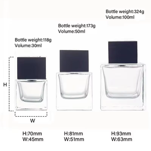 Venta al por mayor de lujo de <span class=keywords><strong>moda</strong></span> de vidrio cuadrado botellas de perfume 30ml 50ml 100mL tamaños con tapa de madera - Product Image 6