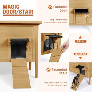 Brown Insulated Winter Multiple Cats wooden Pet House Foldable <b>Ladder</b> house for cats - Product Image 3