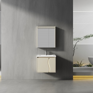 Mobile <span class=keywords><strong>Bagno</strong></span> Moderno di Lusso per Hotel, Alta Qualità, Resistente all'Umidità, in Compensato con Specchio LED e <span class=keywords><strong>Lavabo</strong></span> - Product Image 1