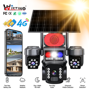Cámara de Seguridad Wistino de 12MP con Triple Lente y Triple Pantalla, Alarma de Alto Decibelio, Tarjeta SIM 4G, Energía Solar, para Exteriores, V380pro - Product Image 1