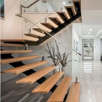 ECT 2023 Escalier moderne en bois léger à Led Mono Stringer Escalier