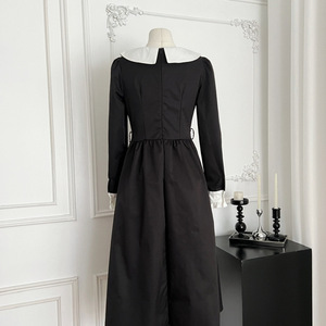 Nuovo Abito Nero Lussuoso Stile Francese con Stampa Digitale e Vita Naturale, Collezione Inizio Autunno 2025, con Ricche Note di Eleganza - Product Image 4