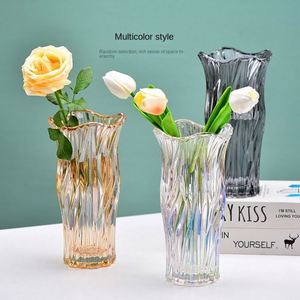 Vase de table en verre cristal gaufré pour rose, style européen moderne, pour plantes hydroponiques et bambou porte-bonheur - Product Image 2