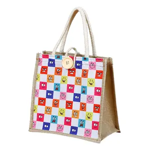 Kreative Hand gezeichnete leere Jute tasche DIY Kinder malen Graffiti handgemachte Leinen Hand Jute Tasche mit Schnalle