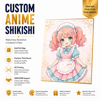 Karya Seni Kustom Gaya Jepang Shikishi Papan Seni Karakter Cetak Foil Emas untuk Grosir