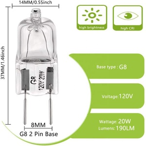 <span class=keywords><strong>Ampoule</strong></span> halogène G8 en verre transparent 120V 20W 35W 50W, blanc chaud 3000K, 2 broches, <span class=keywords><strong>pour</strong></span> éclairage intérieur et extérieur - Vente chaude - Product Image 1