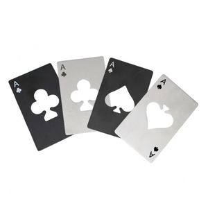Ouvre-bouteille en acier inoxydable en forme de carte de poker pour la maison, le bar, le bureau, logo laser personnalisé bienvenu - Product Image 1