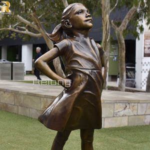 RELONG famoso diseño tamaño real bronce intrépido chica estatua escultura para la venta - Product Image 3